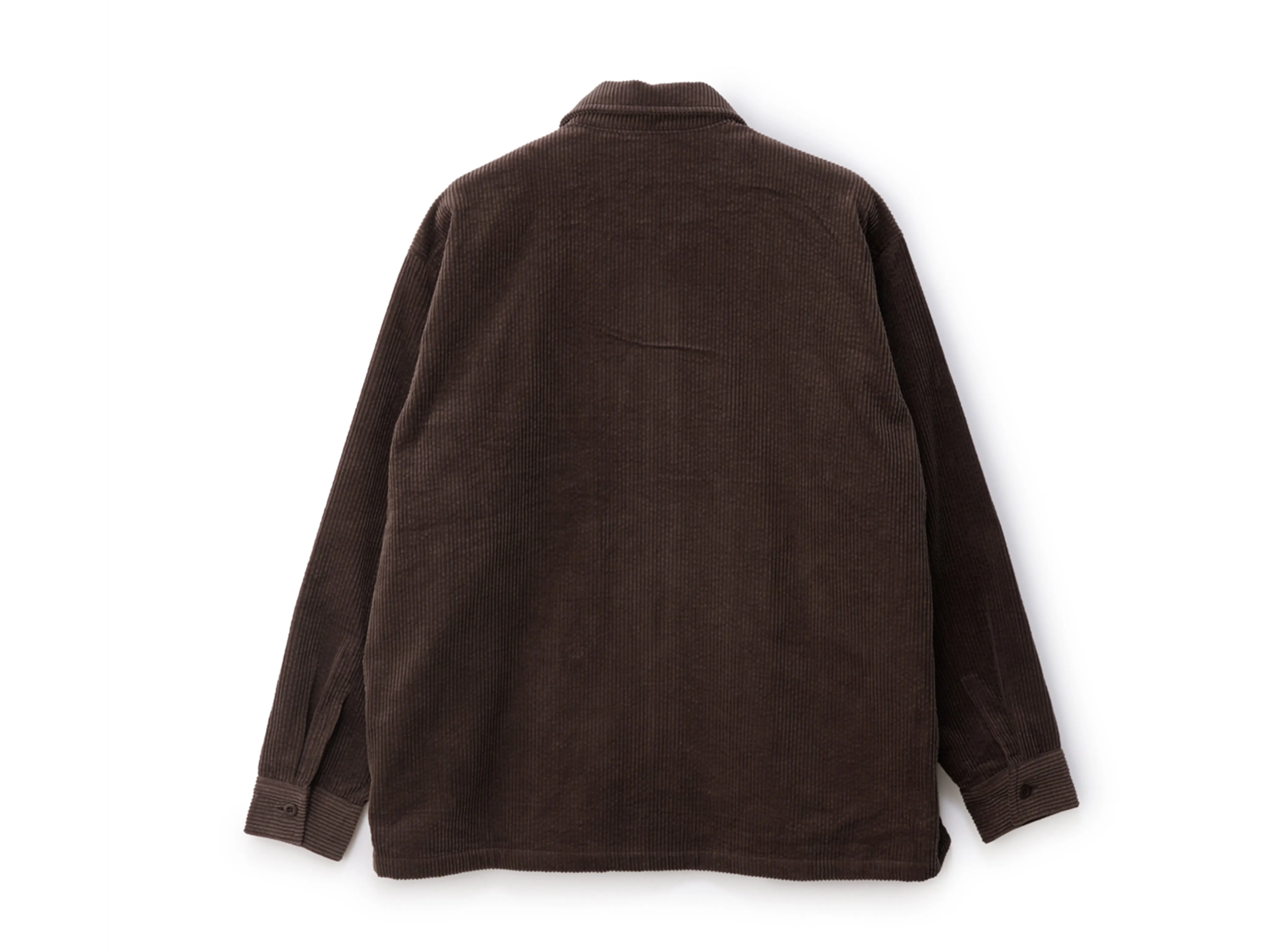 Zip Thru Long Sleeve Cord Shirt - Brown